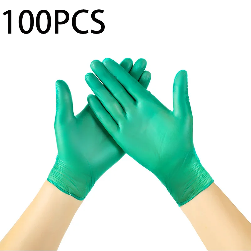 100PCS/Box Latex Free Vinyl Kitchen Dishwash Safety Work Antistatic Green Gloves Household Long Disposable Gloves For Home