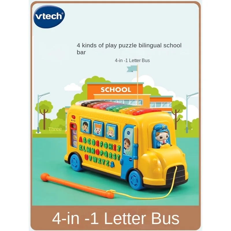 

VTech 4-in-1 Alphabet Bus Trailer Toy Car Early Learning Classes Xylophone Children's Music Educational Toys Baby