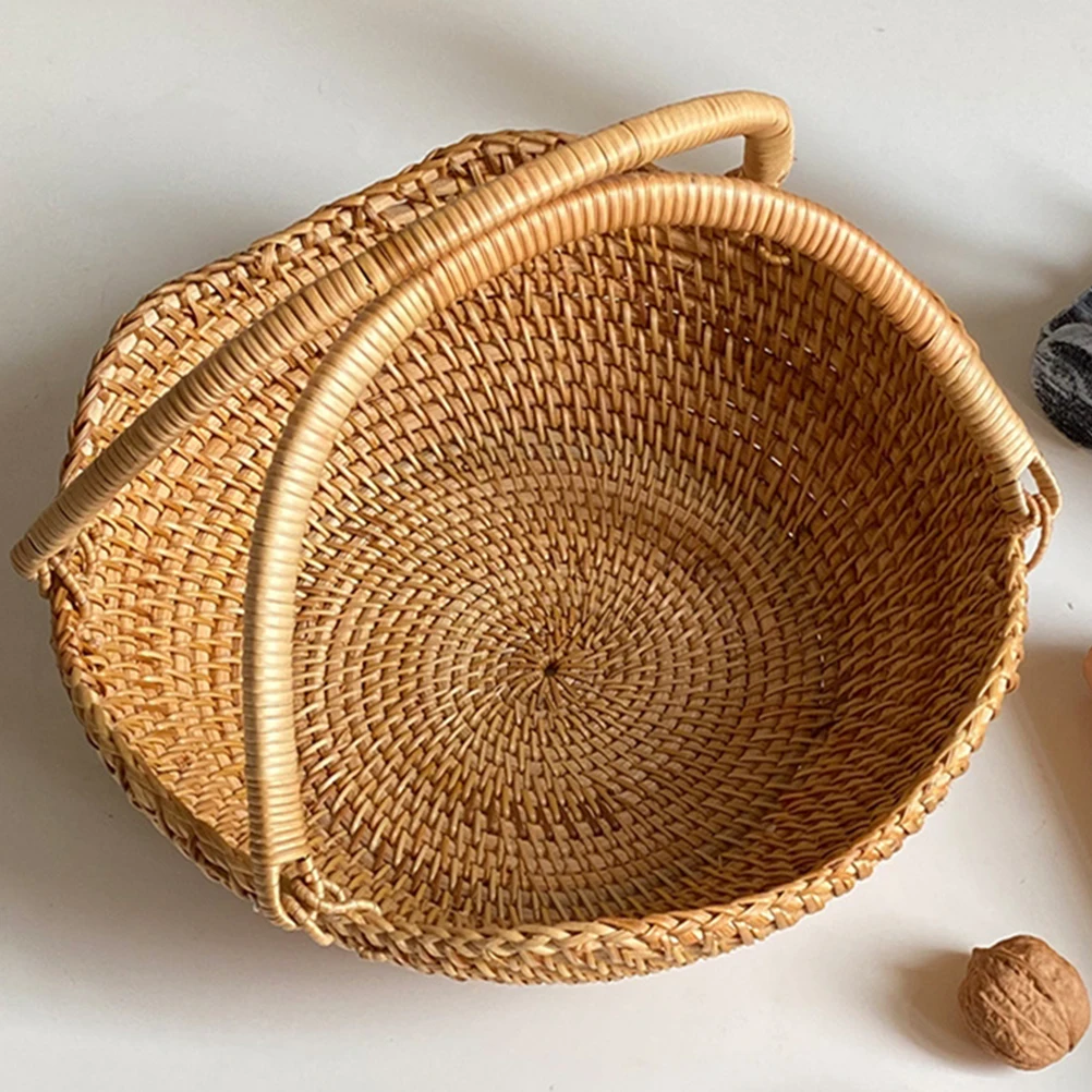 

Sturdy Woven Storage Multi-Function Picnic Basket With Handle Portable Fruit Basket For Wedding Party Home Travel Gift