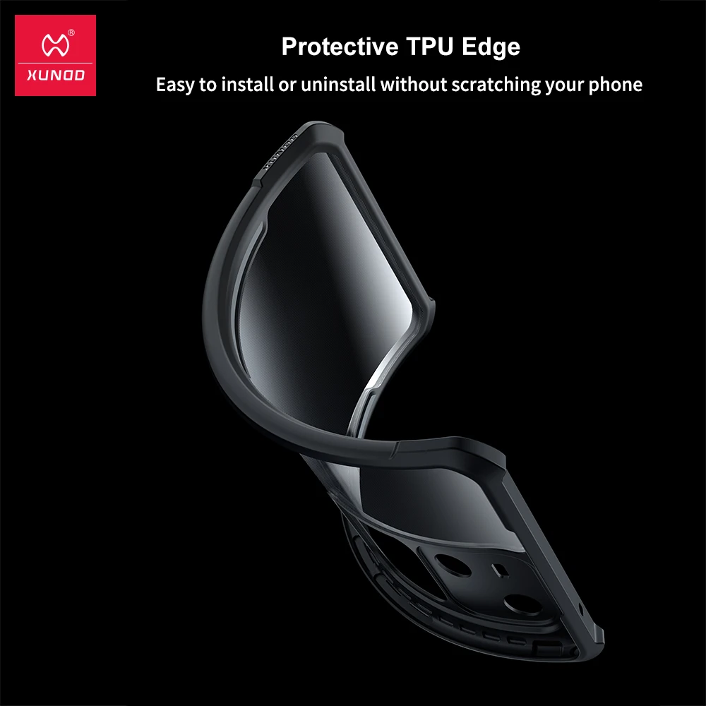 Xundd 향상된 카메라 및 화면 보호 케이스, 긁힘 방지, 지문 방지 에어백, 충격 방지 쉘, Vivo S18 S18 Pro