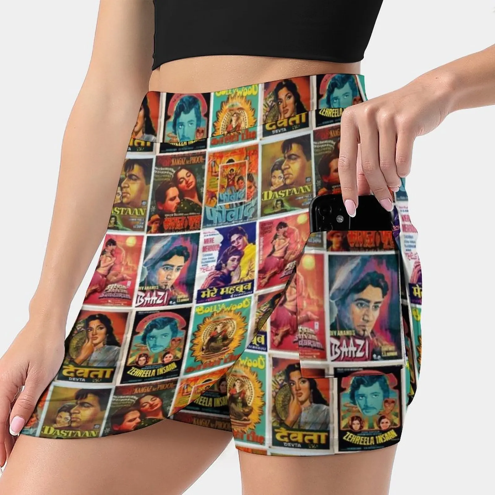 

Vintage Bollywood Pattern Women's skirt Aesthetic skirts New Fashion Short Skirts Bollywood Fun Vintage Decore Old Covers Cases