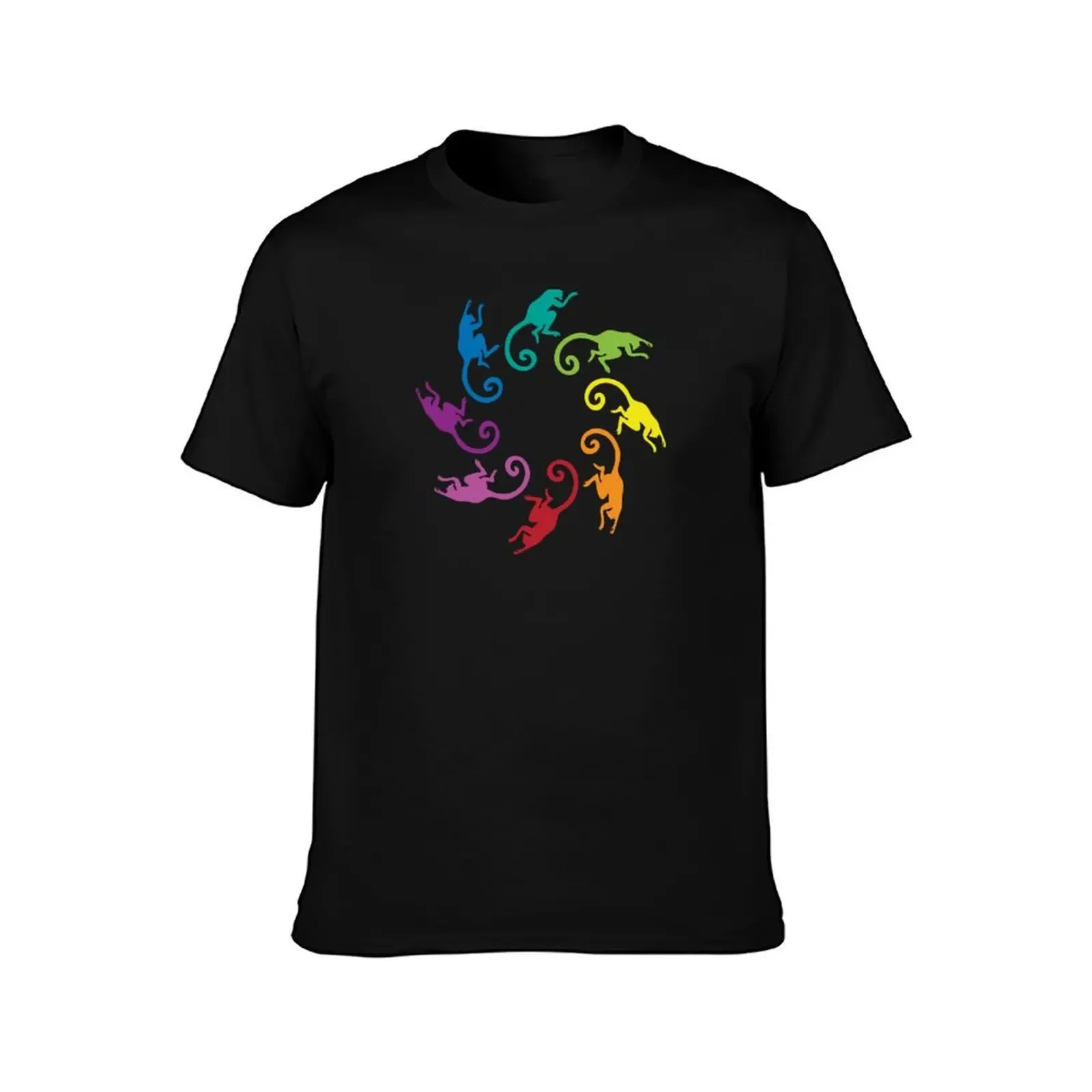 Color: Lemur Rainbow Pinwheel T-Shirt anime anime clothes custom t shirt aesthetic clothes Men's cotton t-shirt