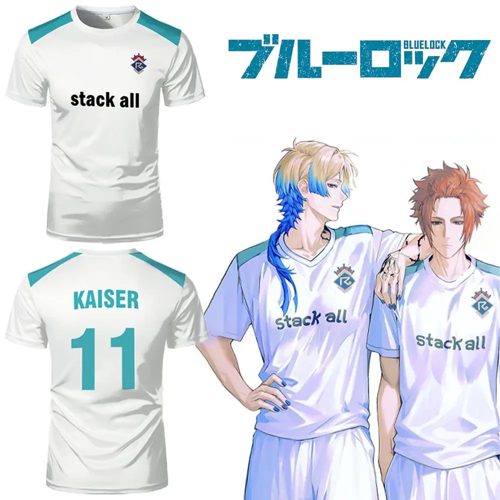 Blue Lock Kaiser Jersey Japanese Anime Cosplay Football T-shirt Men And Women Fashionable Casual Short Sleeve Tops Children Tees