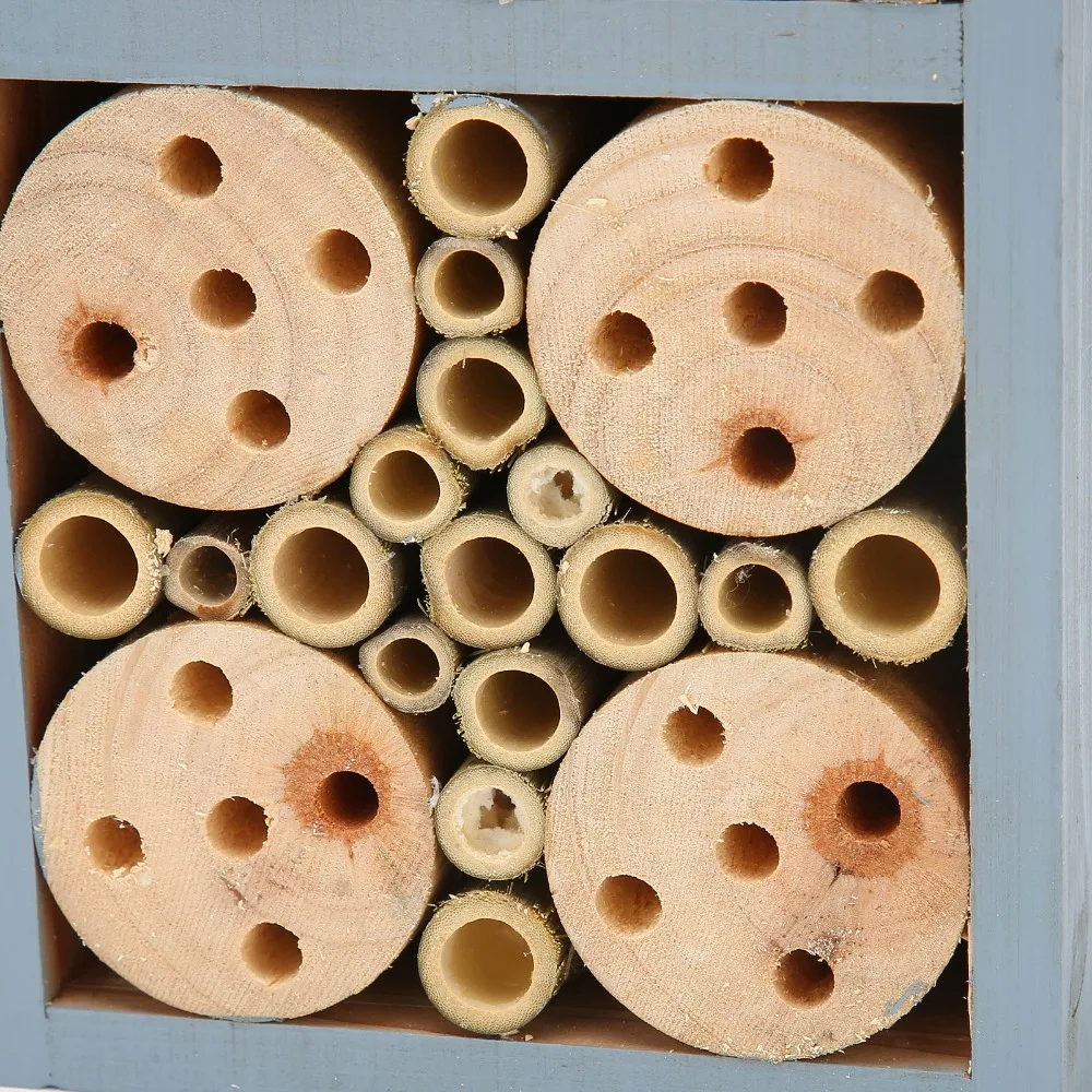 Hanging Design Pollinator Rest Frame Solid Wood Multi-Tunnel Layout Timber Pollinator Housing Segmented Compartments