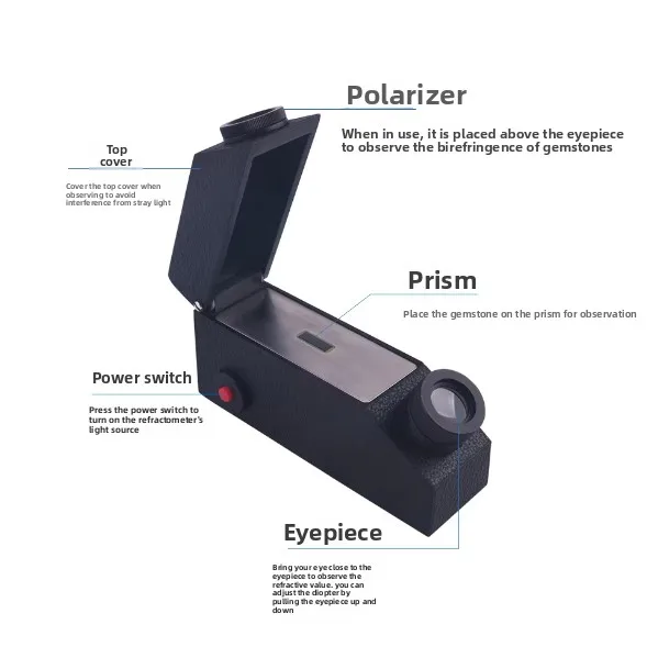 Built-in LED Digital Gem Refractometer for Jewelry Identification, Refractive Index Up to 1.81