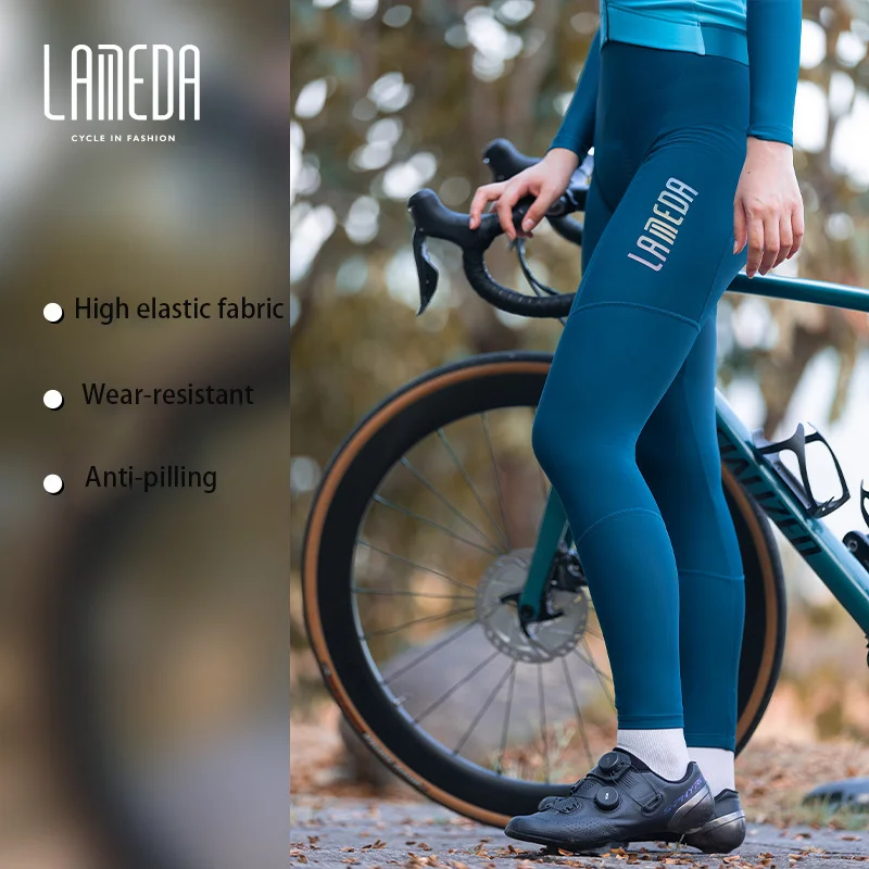 

LAMEDA Women's Winter Bike Pants Thermal Fleece Cycling Trousers Windproof Long Bibs for Sports Bicycle Enthusiasts