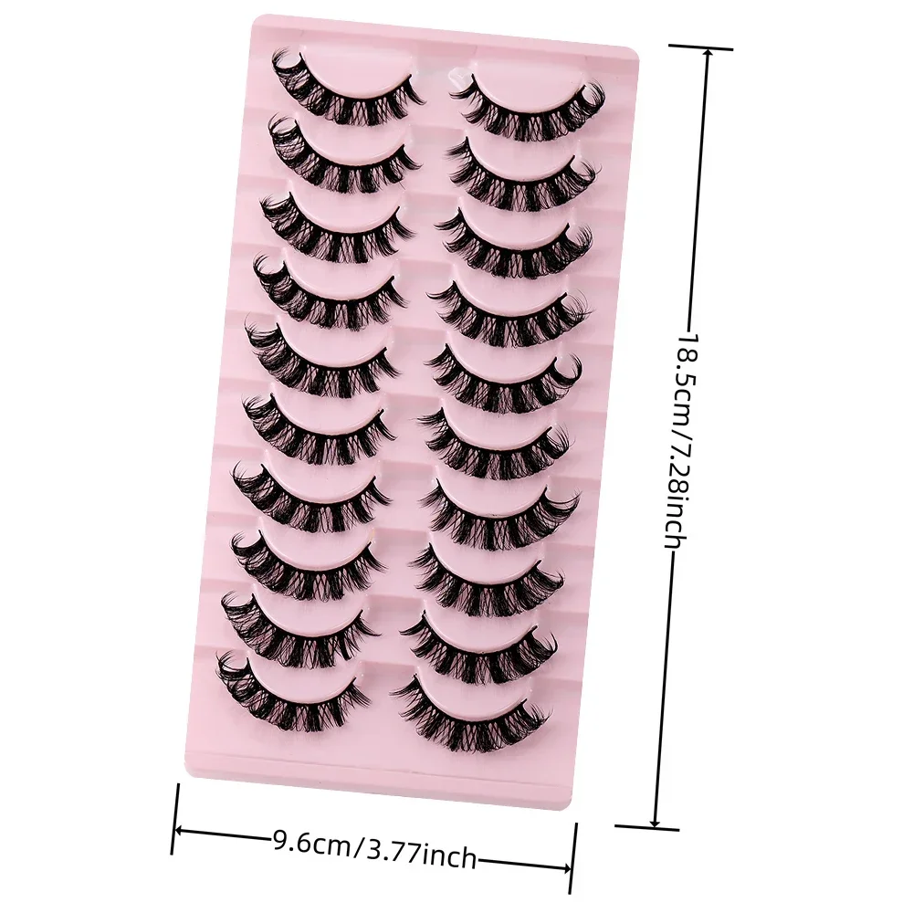 10 Pairs Russian Strip Lashes D Curl Faux Mink Lashes Natural Look Fluffy Volume Wispy Russian Lashes 3D Effect Fake Eyelashes