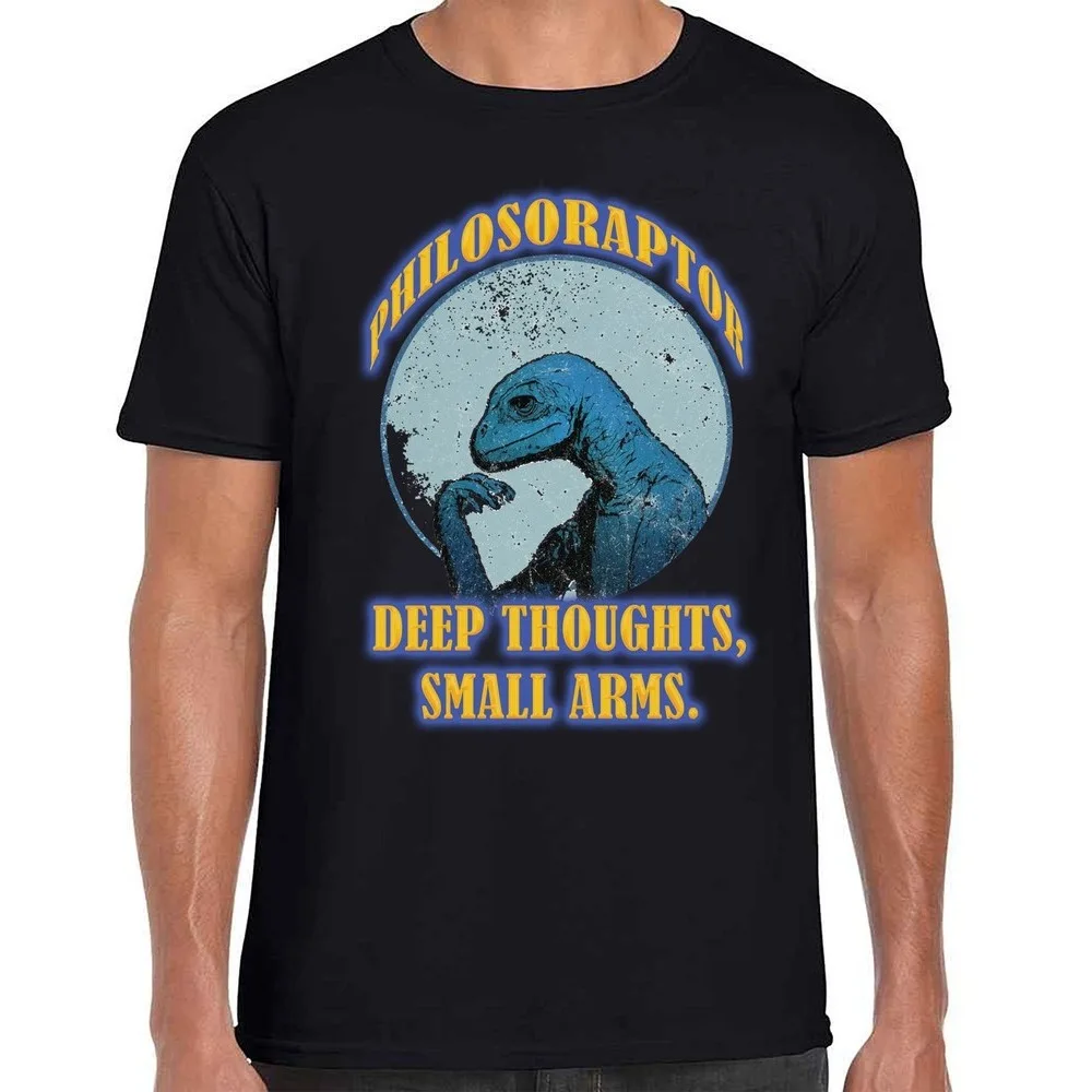 

Funny Vintage Philosoraptor Dinosaur T-Shirt Interesting Creative Design T-shirt Men Summer Daily Crewneck Cotton Short Sleeve