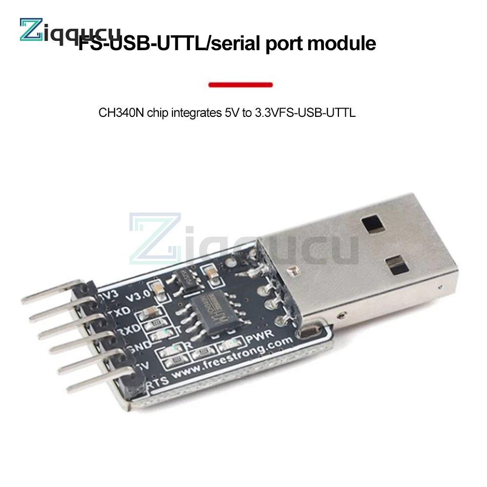 USB to TTL Serial Port Module CH340N CH340 Chip Integrated 5V to 3.3V Converter Adapter FS-USB-UTTL