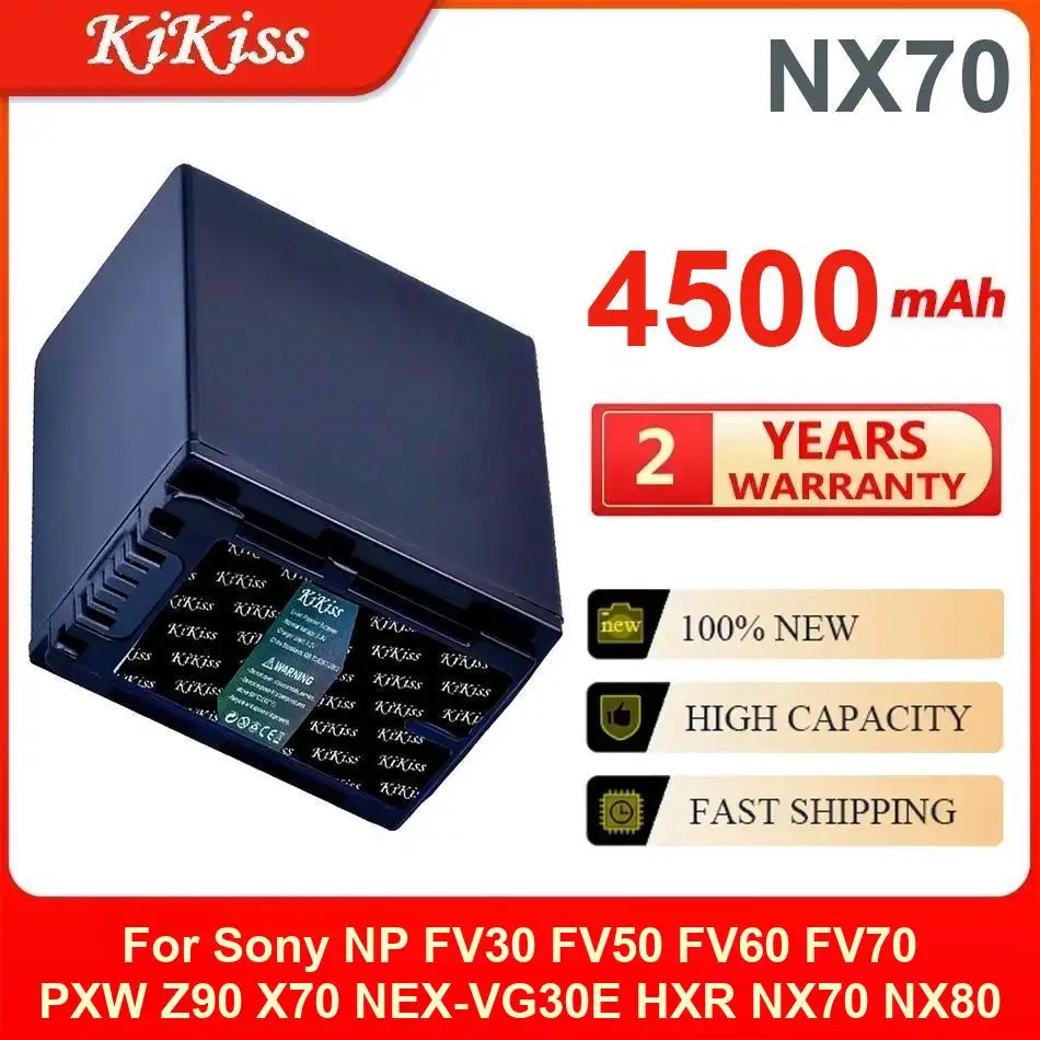 

Аккумулятор Kikiss для Sony NP FV30 FV50 FV60 FV70 PXW Z90 X70 NEX-VG30E HXR NX70 NX80, NX70, 4500 мАч