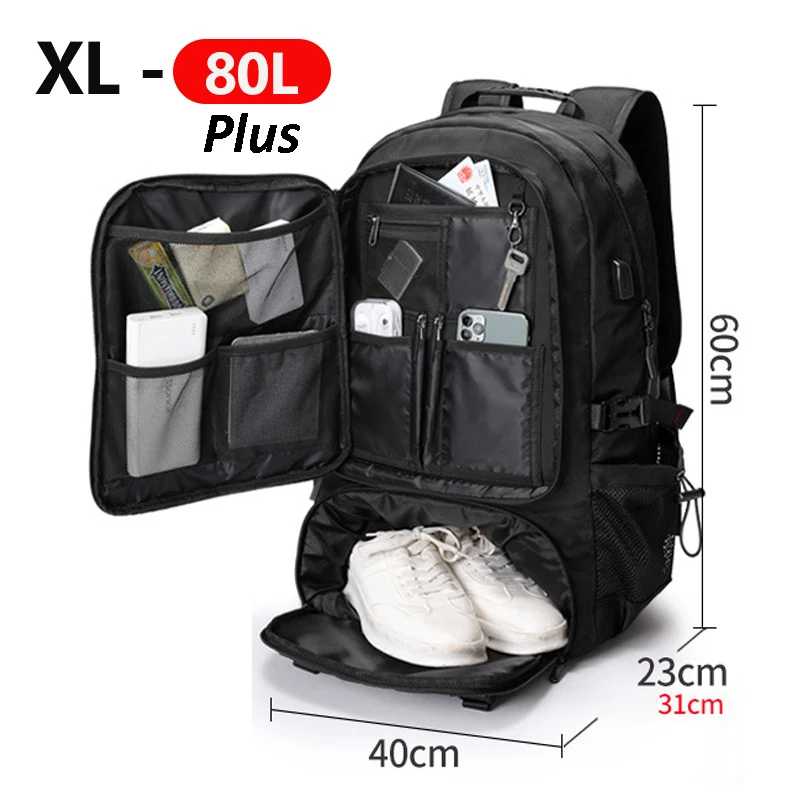 USB Männer Reisetasche Reisen Boarding Rucksack Outdoor Sport Gepäck Rucksack 50L 60L 80L Schulter Tasche Turist Reise Camping Tasche