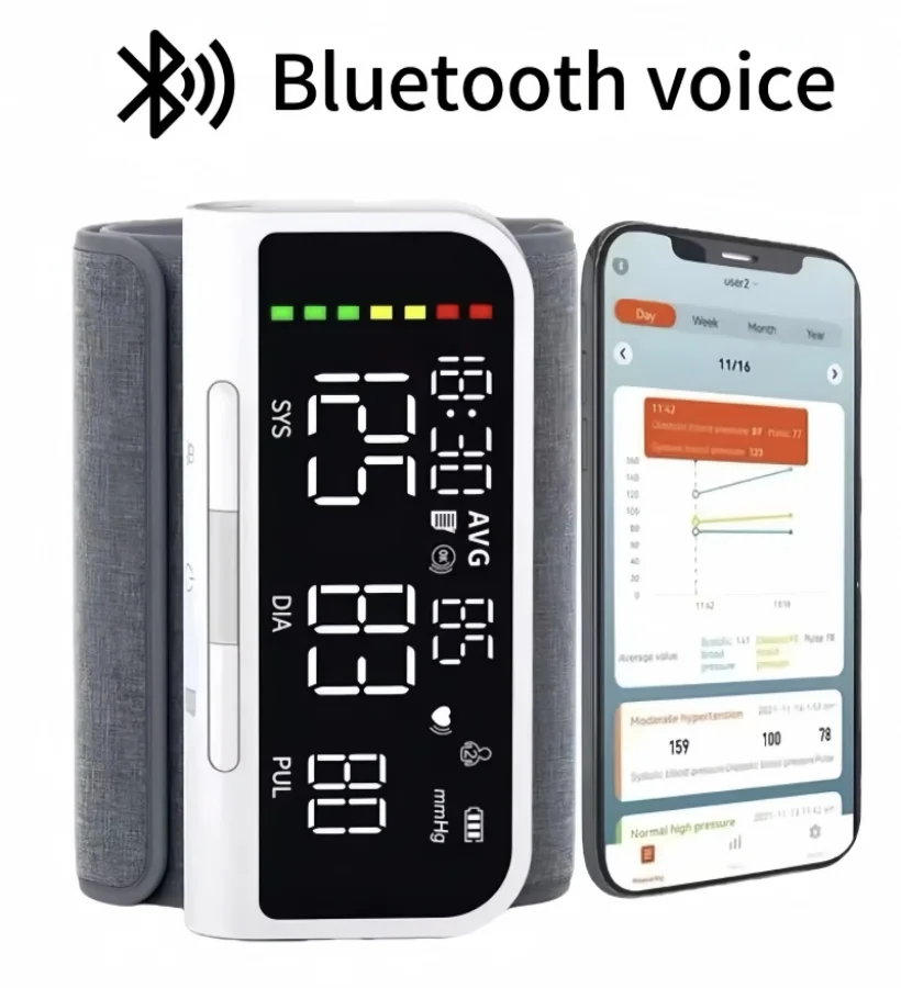 bluetooth-音声上腕血圧モニター-usb-インテリジェント血圧モニター大画面心拍数脈拍血圧