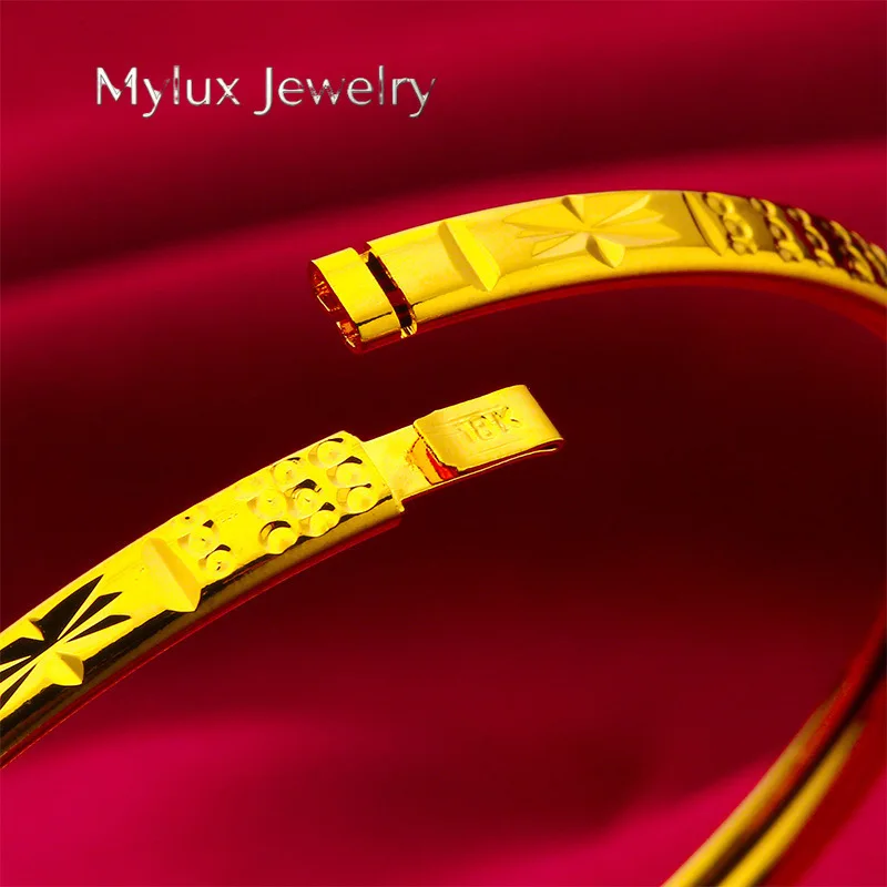 Mylux Jewelry Hollow Clasp Bracelet for Women, 24K Gold, AU999 | Polished round hollow design with easy clasp, sleek for daily w