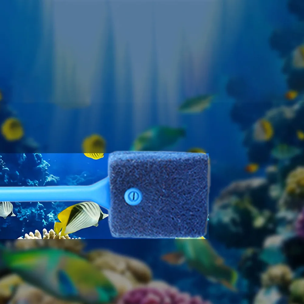 Aquarium Glass Brush - Long Handle Fish Tank Cleaning Tool, Extended Reach Aquarium Scraper,