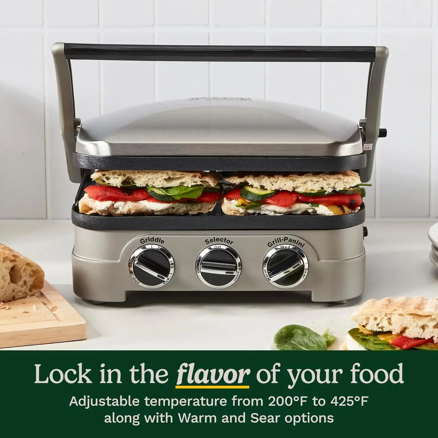 NEW Panini Press, Stainless Steel Griddler, Sandwich Maker & More, 5-IN-1, GR-4NP1