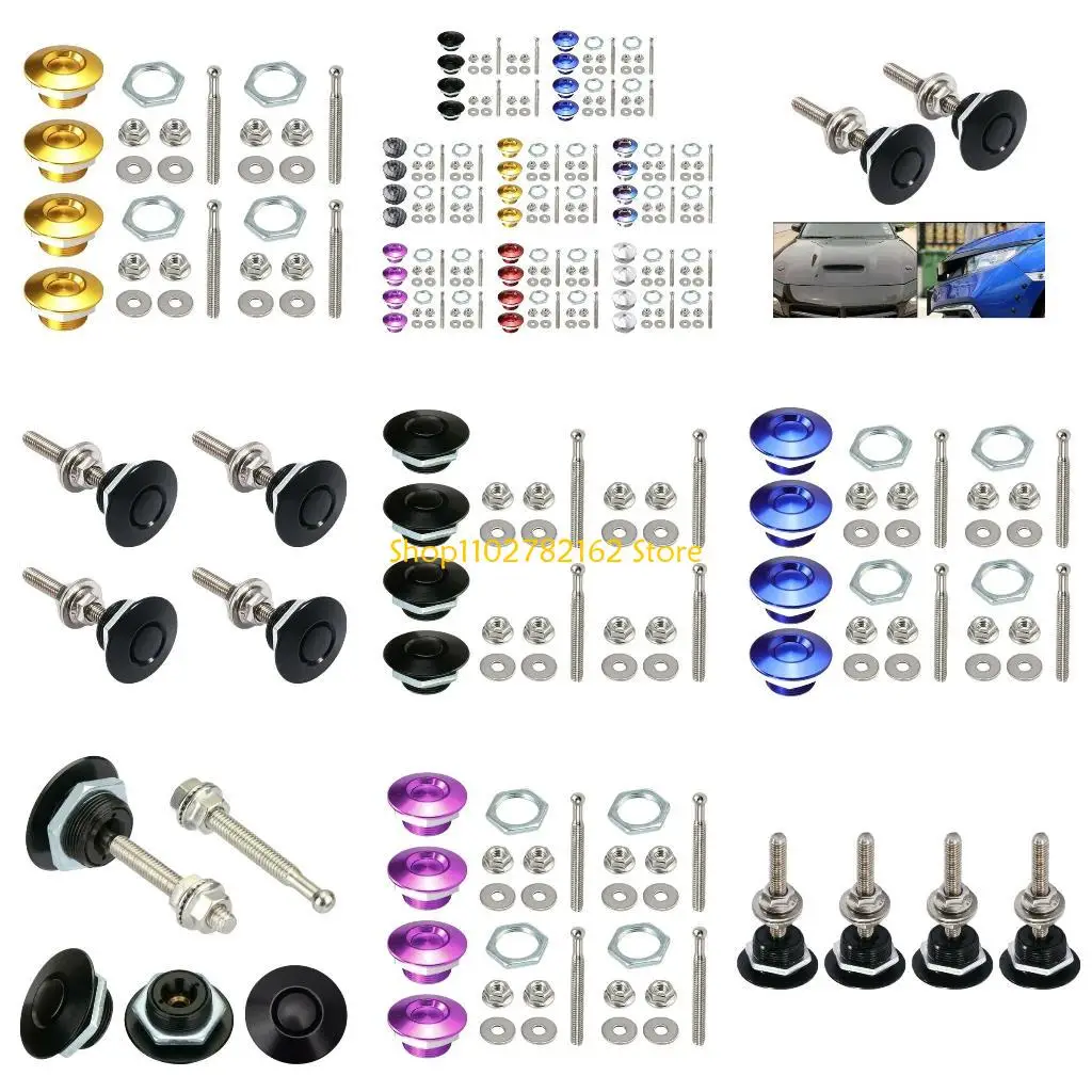 

547B 4Pcs Quick Latches Hood Pins Lock 1.25'' Universally Quick Release Fasteners Lock Car Bumper Hood Pin Bonnet Lock