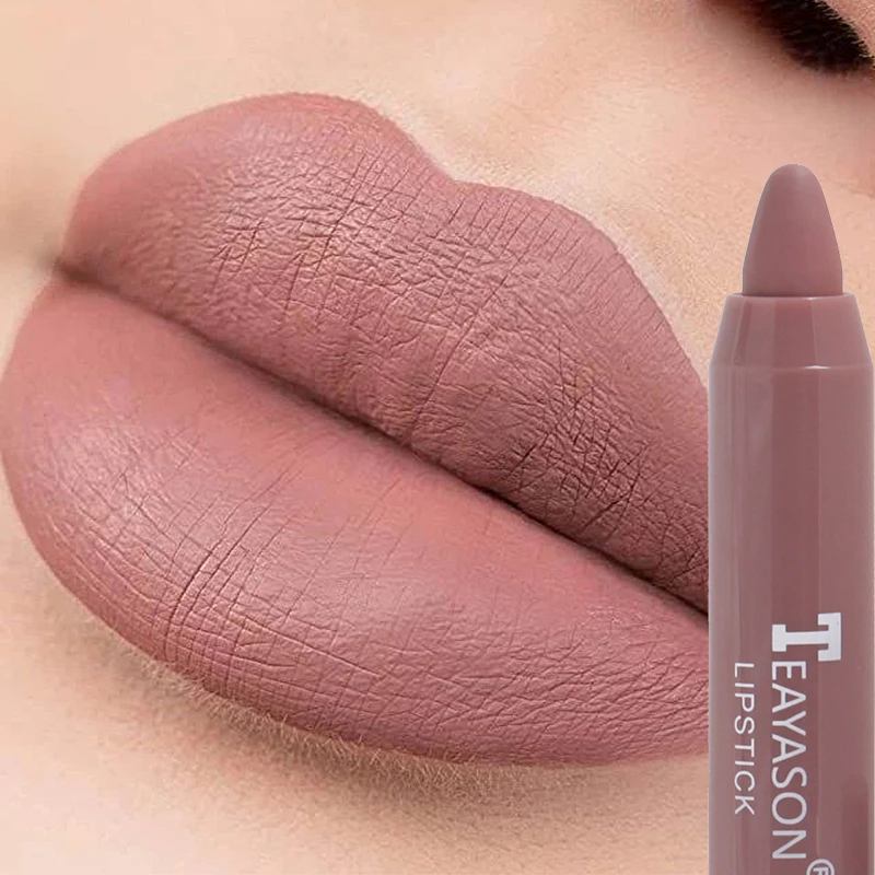 12 Kleuren Sexy Matte Lippenstift Waterdichte Langdurige Kleurweergave Antiaanbaklaag Fluwelen Lippen Voering Potlood Vrouw Make-Up Cosmetica