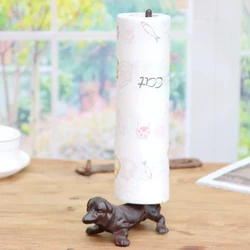 Rustic Cast Iron Dog Paper Towel Holder Metal Dachshund TP Roll Toilet Tissue Holder Paper Towel Rack Dog Kitchen Bathroom Decor