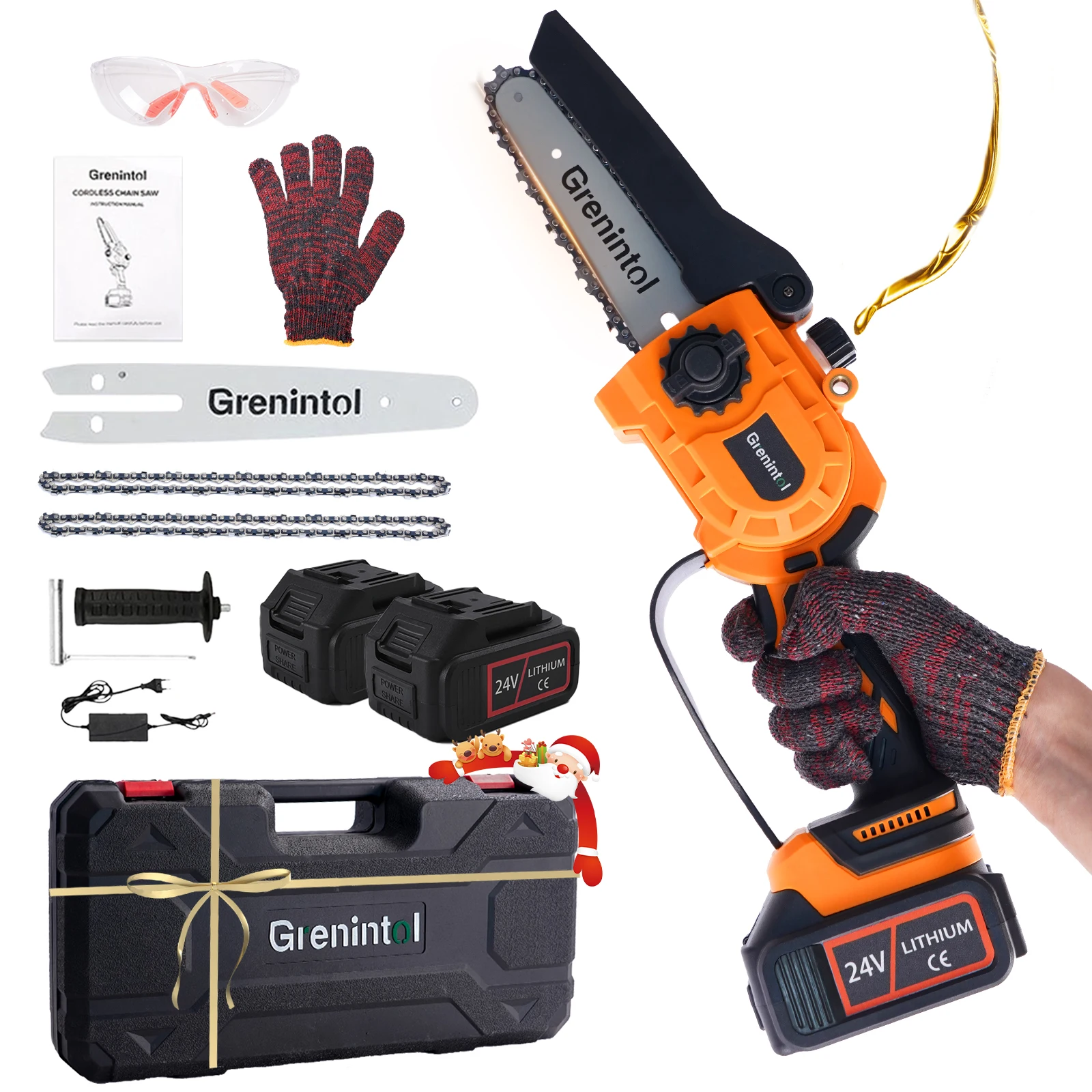 Grenintol – Mini tronçonneuse électrique sans fil de 6 pouces, pour batterie Makita 18V, outil de jardinage et de travail du bois