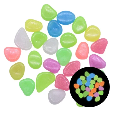 

50 Pieces of Luminous Garden Glowing Stone Pebble for Walkways Patio Lawn Decor Glow in the Dark Stones Rocks Garden Glow Path