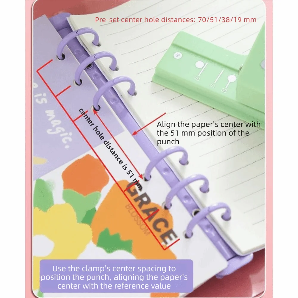 Multi-Function 3 Holes Hole Punching Machine DIY Mini Size Loose Leaf Punch Manual Portable Paper Binding Punch School Office