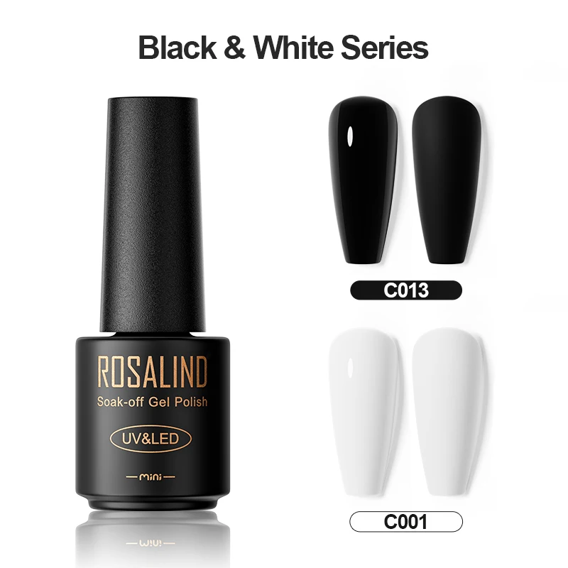 ROSALIND Nagelgel Polish Wit & Zwart Glazen Fles Crackle Gel Base Top Coat UV/Led Cure voor Kleurrijke Unieke Nail Art