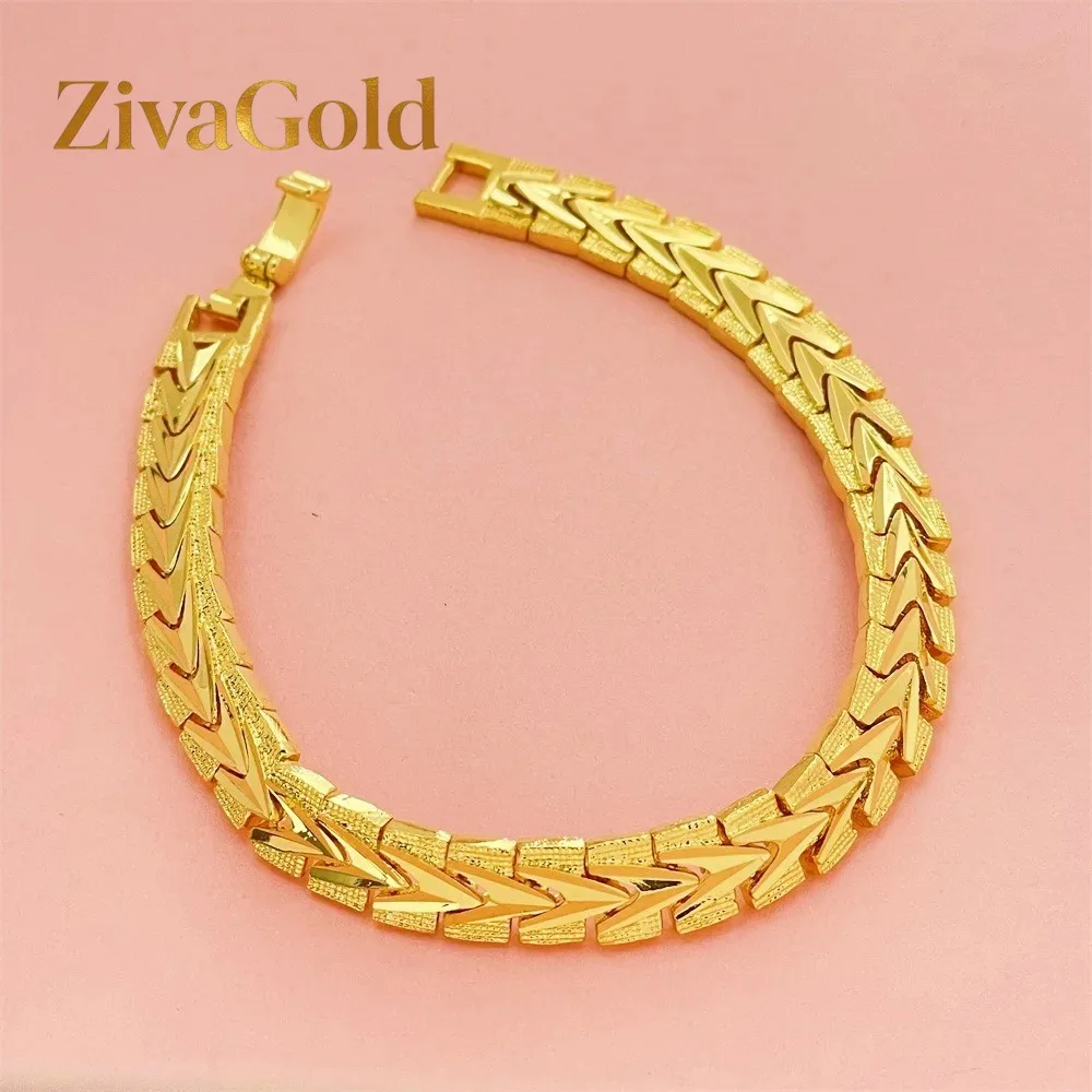 

Мужской браслет ZivaGold Luxury из чистого золота 24K 9999 пробы, ширина 8 мм.