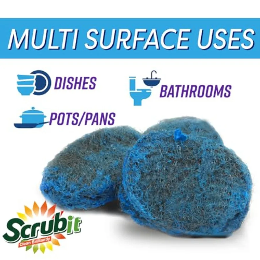 18 Pack Steel Wool Soap Pads by - Metal Scouring Cooktop Cleaning Pads Used for Dishes, Pots, Pans, and Ovens - Pre-Soaped for