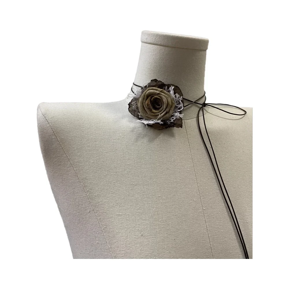 

Оригинальный аксессуар-колье ручной работы с цветком, нежный браслет с цветочной лентой, ожерелье