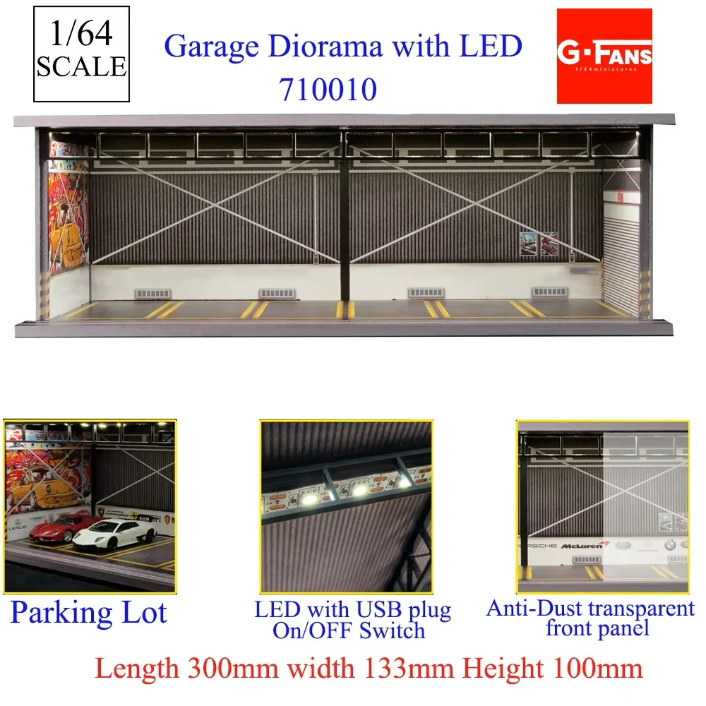 1:64 Maßstab Miniatur-Gebäudeszene Autoparkplatz-Modell Beleuchtete Version Autogarage Diorama-Modelle Simulationssammlung Geschenk