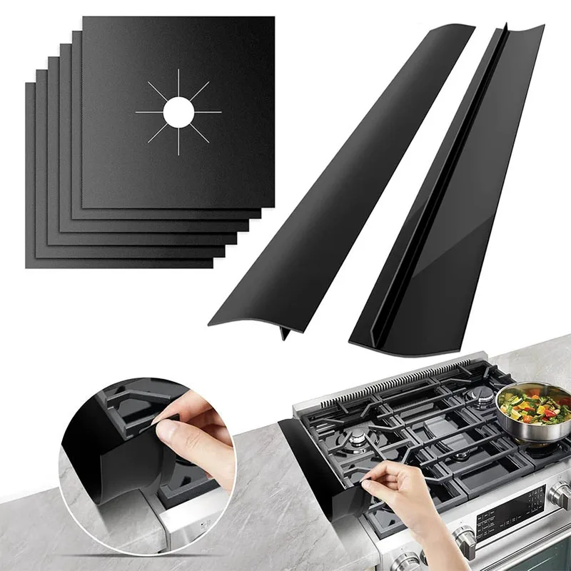 

Stove Covers 0.2 Mm 10.6" X 10.6" Gas Range Protectors with 21” Silicone Sealing Strip for Keep Stove Clean Cookware Parts