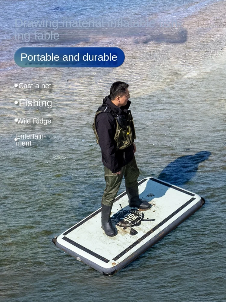 Inflatable water fishing platform, casting net, floating platform, inflatable mat, rubber boat, toilet