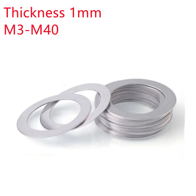 Thickness 1.0mm Stainless steel Flat Washer Ultra thin gasket High precision Adjusting gasket M3-M40 Thin shim SUS304