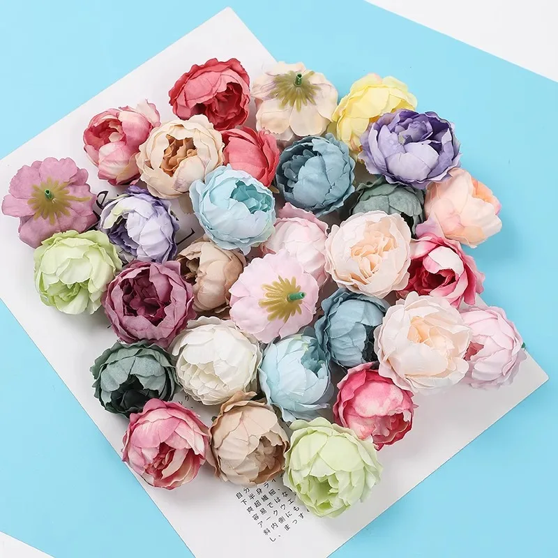 10Pcs Artificial Peony Flowers 10cm Fake Flower Heads for Home Room Dceor Garden Wedding Marriage Decoration DIY Gifts Accessory