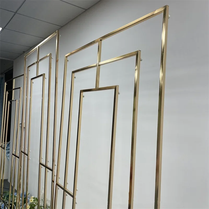 Metallbogen-Hochzeits-Hintergrundständer aus Eisen in Gold für Innen- und Außenbereich, Zeremonienbögen für Party-Fotobox-Hintergrunddekoration – Detail 5