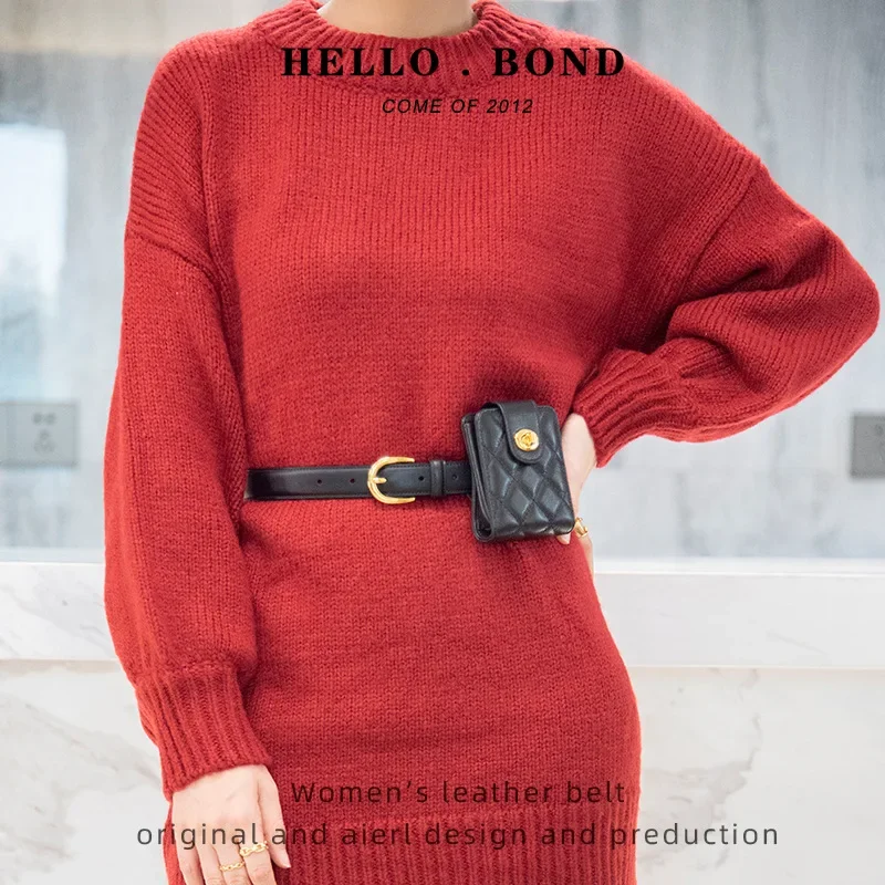 

New Fashion Fragrance Belt Women's Waist Bag Design Retro Leather Belt Internet Red Vintage Waist Cover