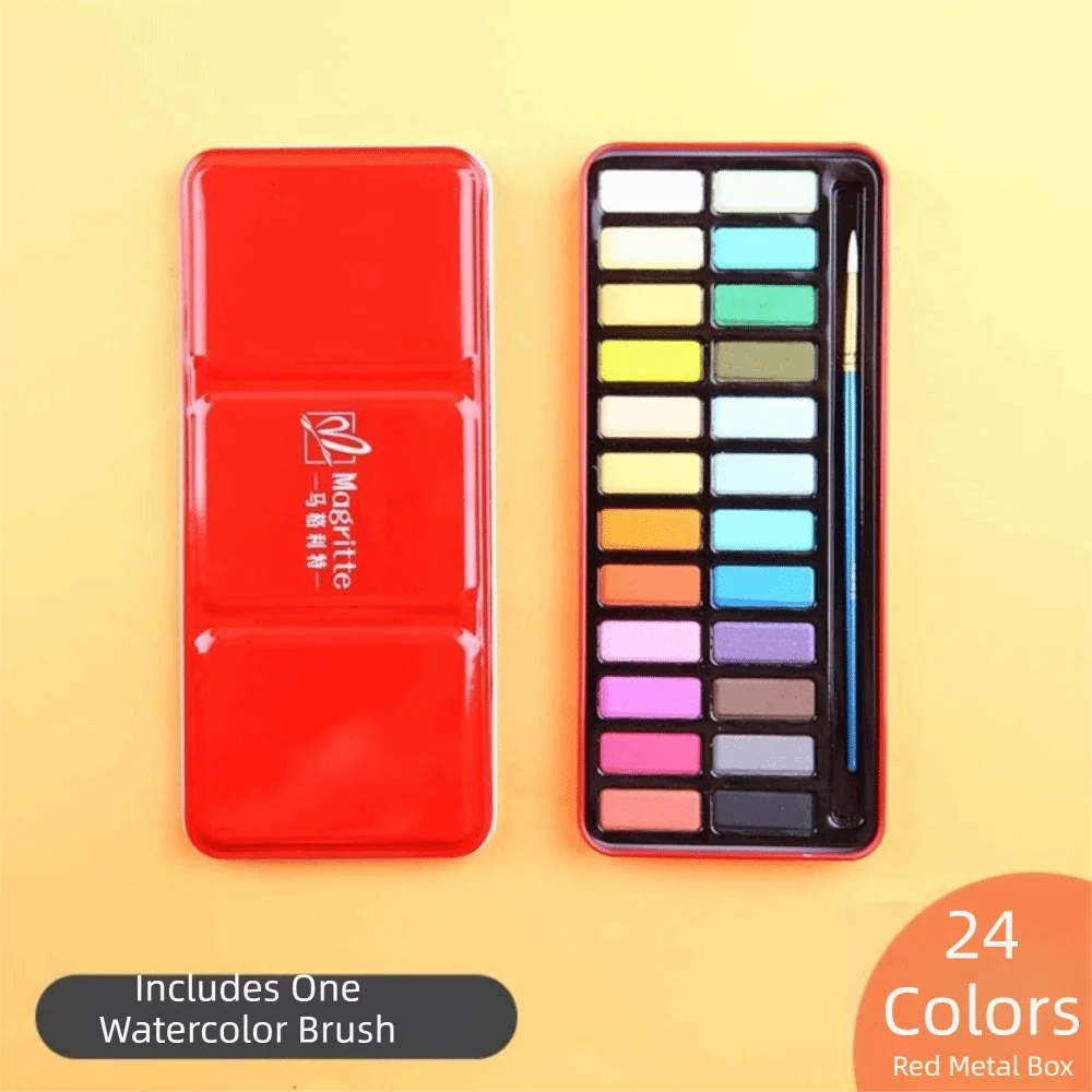 15/16Pcs 24/36/48/60/72 Colors Watercolor Paint Set Solid Pigment Vivid Colors Watercolor Pigment Set Tin Box Classy