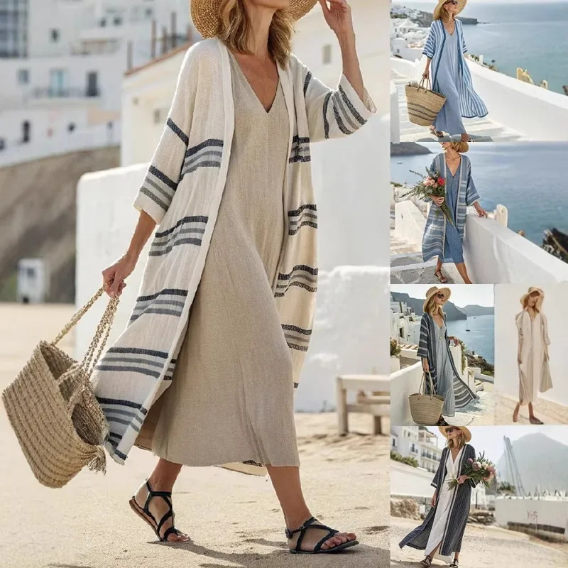 

New Women's Casual Long Sleeve Cardigan Digital Printed Cape Top