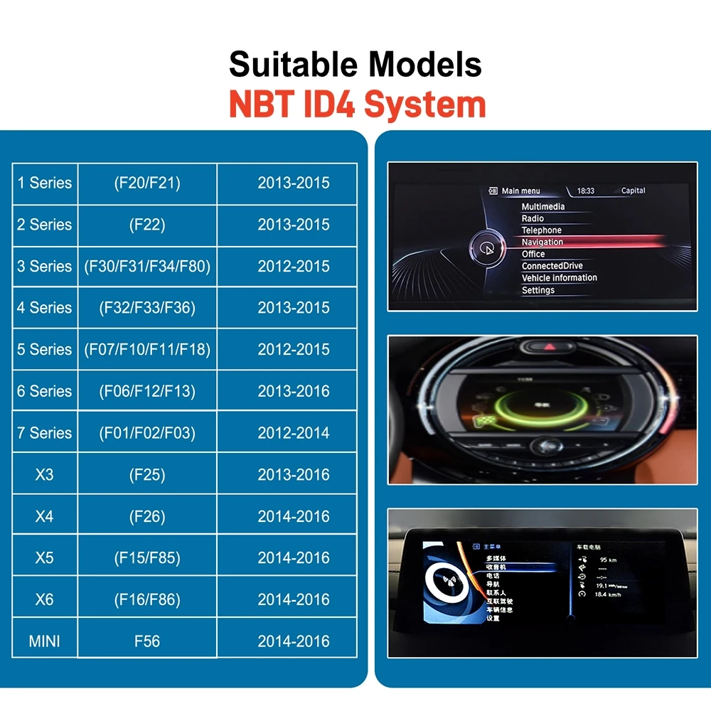 CarPlay اللاسلكي لسيارات BMW NBT/CIC/EVO 1 2 3 4 5 7 Series E70 F10 X1 X3 F25 F26 F48 MINI X4 X5 X6 F56 F15 Android Auto Decoder