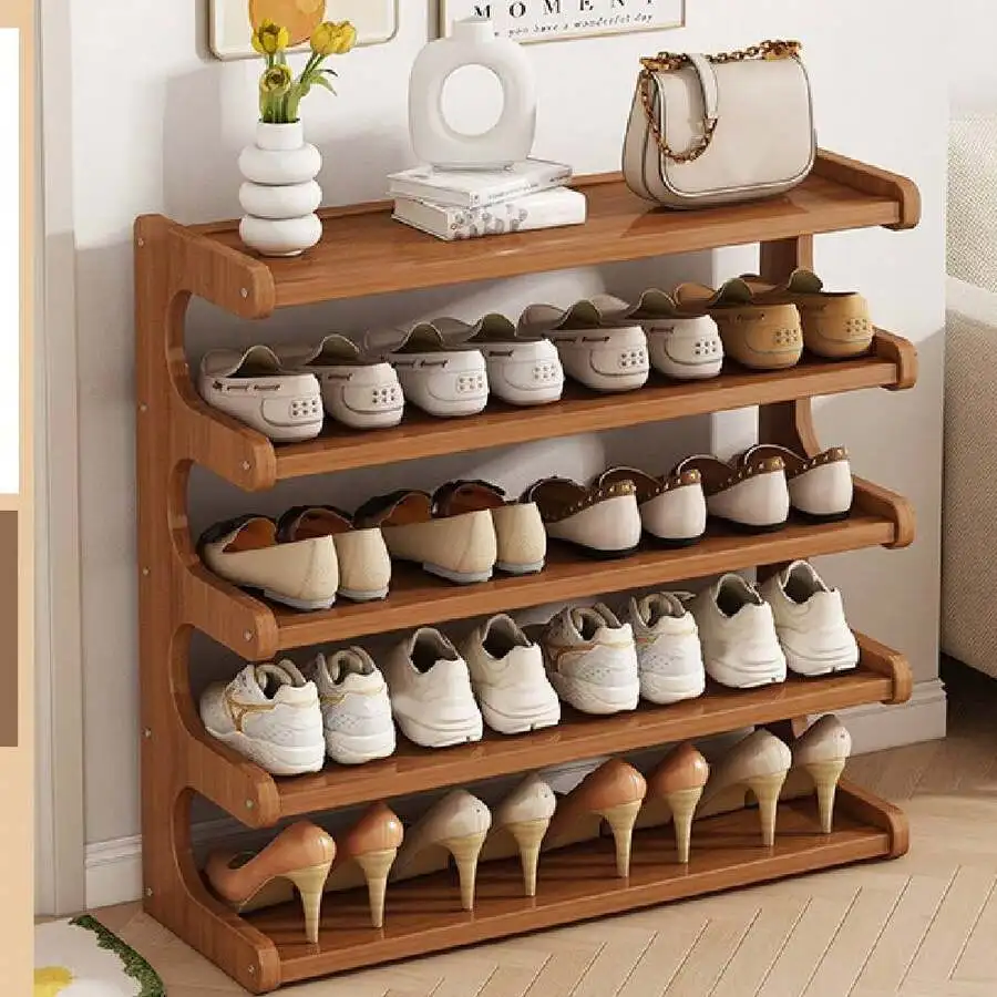 Bamboo Shoe Rack, 5-Tier/6-Tier Narrow Entryway Organizer With Top Shelf For Bags & Decor, Space-Saving Storage For Apartments &