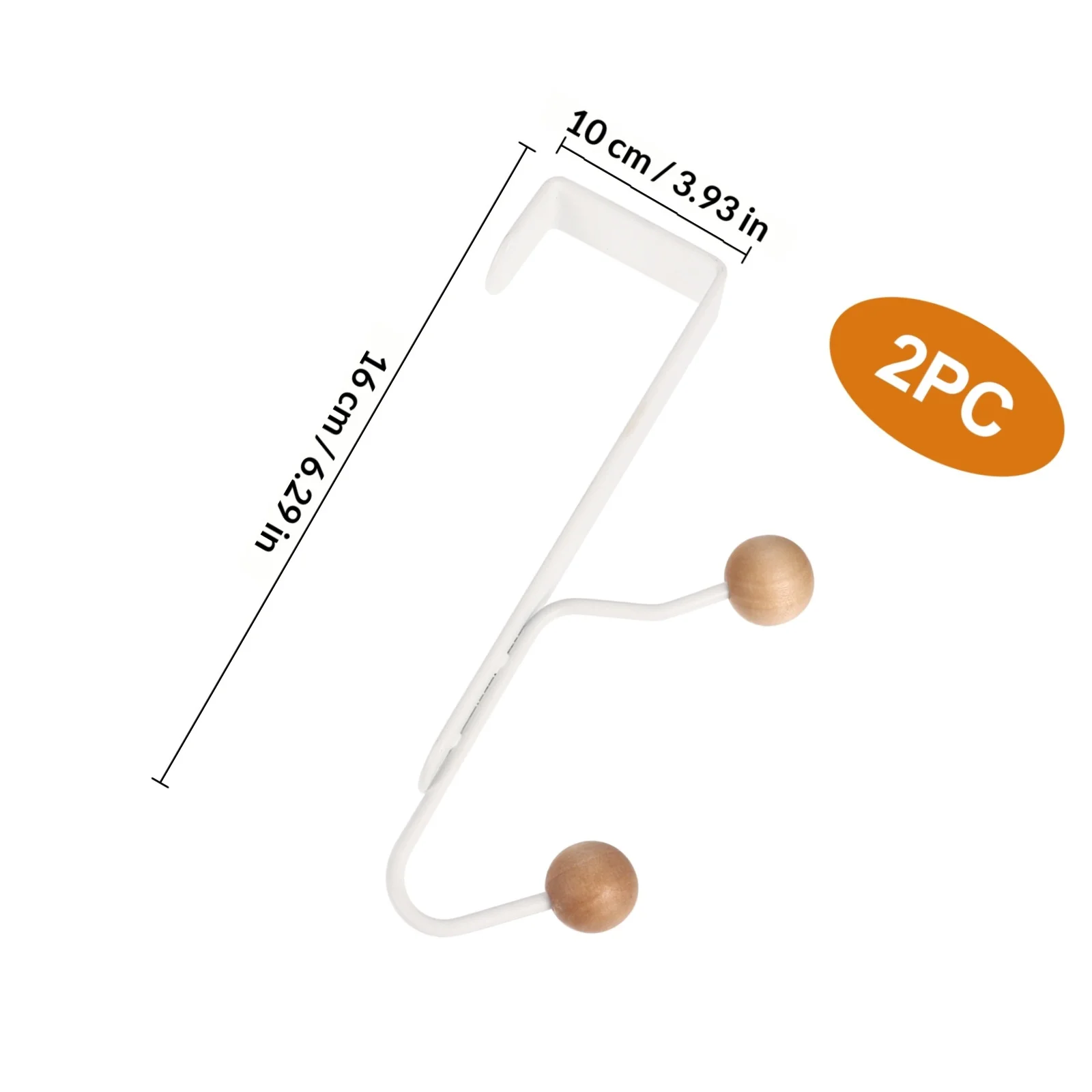 2Pcs Punch Free Door Hooks White Space Saving Hanger for Towels Robes Scarves Bags Living Room Bedroom Decorative Storage