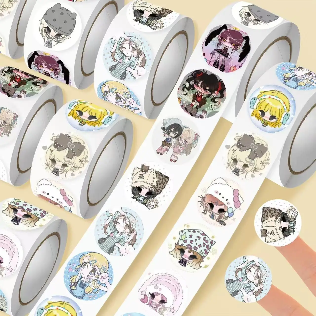 500 Stück/Rolle Niedliche Coole Yabi-Style Mädchen Cartoon-Aufkleber DIY Skateboard Laptop Gitarre Handy Auto Siegel-Etiketten Dekoration
