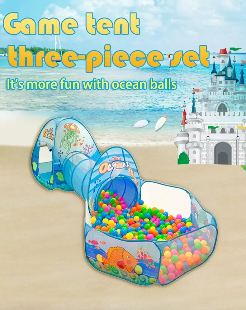 Piscina De Bolas 3 En 1 Con Tienda Y Túnel – Casa De Juegos Plegable Para Niños