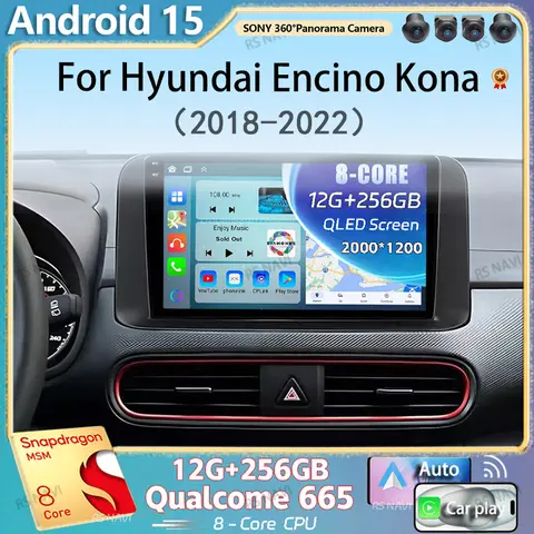 퀄컴 안드로이드 15 카플레이 오토 카 라디오 현대 엔시노 코나 2018 2019-2022 멀티미디어 비디오 플레이어 GPS 오토라디오 스테레오