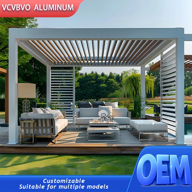 

Heavy Duty 3x4m Aluminum Pergola 10x13ft Adjustable Louvered Roof Gazebo Waterproof Outdoor Garden Pavilion Sunshade Custom