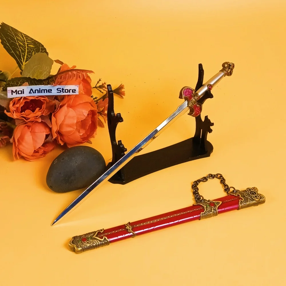 8.6in Metal Chinese Ancient Katana Blade Red Anime Ninja Knife Sword Real Size Japanese Katana Original Samurai Sabre Toy Gift