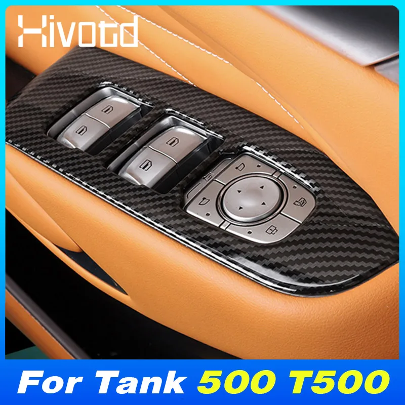 Car Window Switch Panel Adjust Cover Trim Protective Parts For WEY GWM Tank 500 T500 2023 Auto Interior Modification Accessories