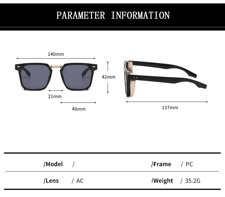 2023 mode Punk Sonnenbrille Für Männer Vintage Platz Steampunk Brille Luxus Sonnenbrille Frauen Trend Sonnenbrille Gafas De Sol – Detail 5