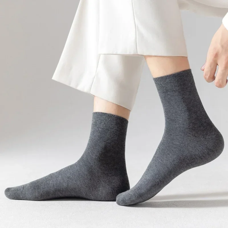 5 Paar Herren reine Baumwoll socken anti bakterielle weiche Business atmungsaktive Freizeit kleid lange Socken für Männer Winter Sommer schwarz