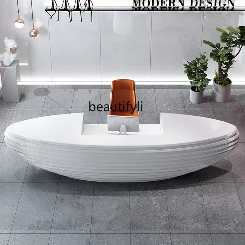 Paint company, reception consultation desk, welcome desk, beauty salon, cashier, simple and modern counter
